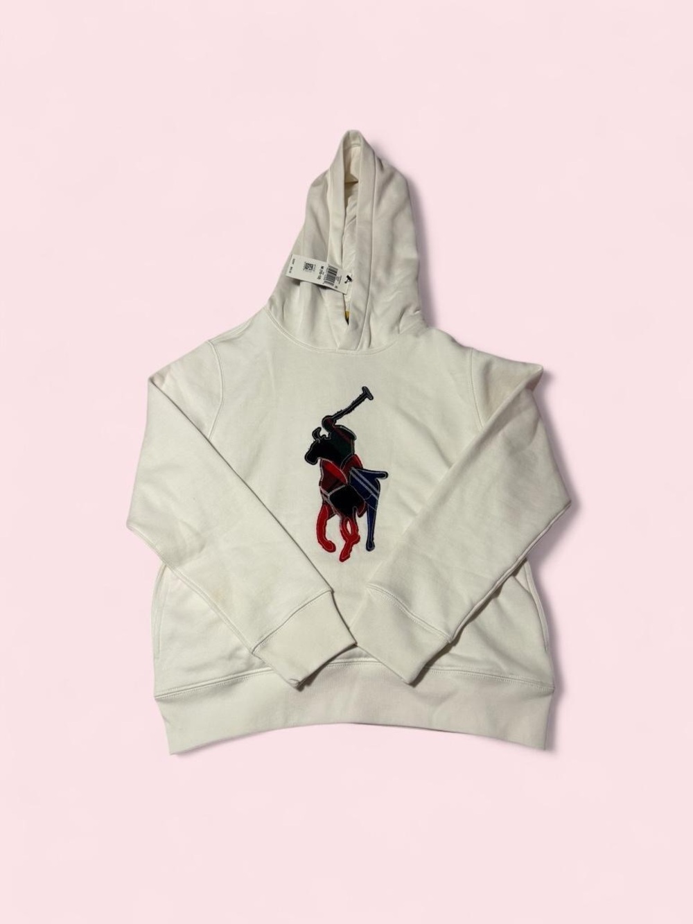 Polo by Ralph Lauren White Kids Hoodie with Multicolor Polo Player NWT